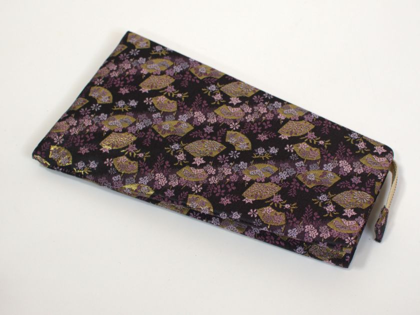 長唄用三味線バチ 紫色の花柄 ケース付き 長唄用三味線バチ 紫色の花柄