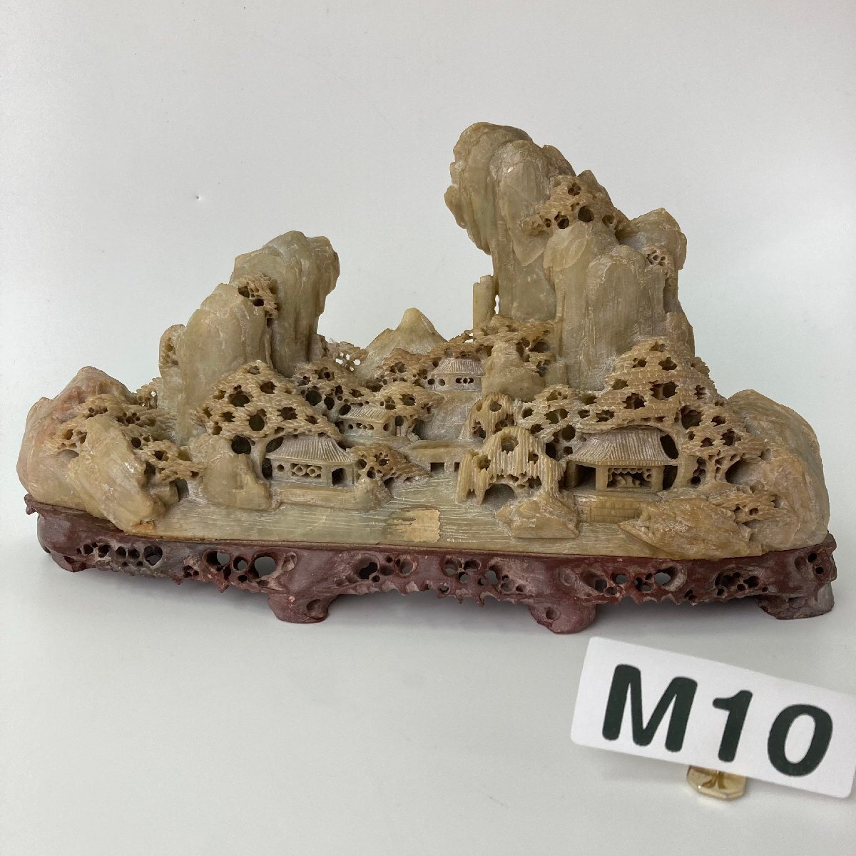 中国美術 寿山石 中国美術 寿山石 細密彫刻 置物 南画山水 4.9㎏ 玉石