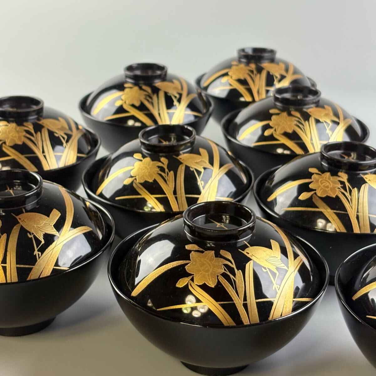 木製輪島塗 煮物椀 壺椀 高皿 ペアセット 輪島塗 天然木製漆塗 唐草