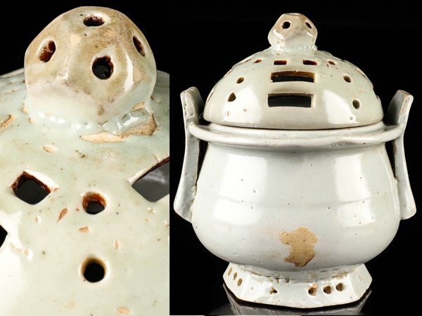 李朝 白磁香炉 李朝 白磁香爐（1392–1897 CE） | 入蘆花（ロカニイル）