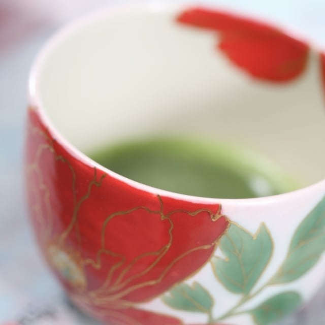 三国丹祐 菊水紋茶盌 共箱合布 京焼 抹茶碗 抹茶