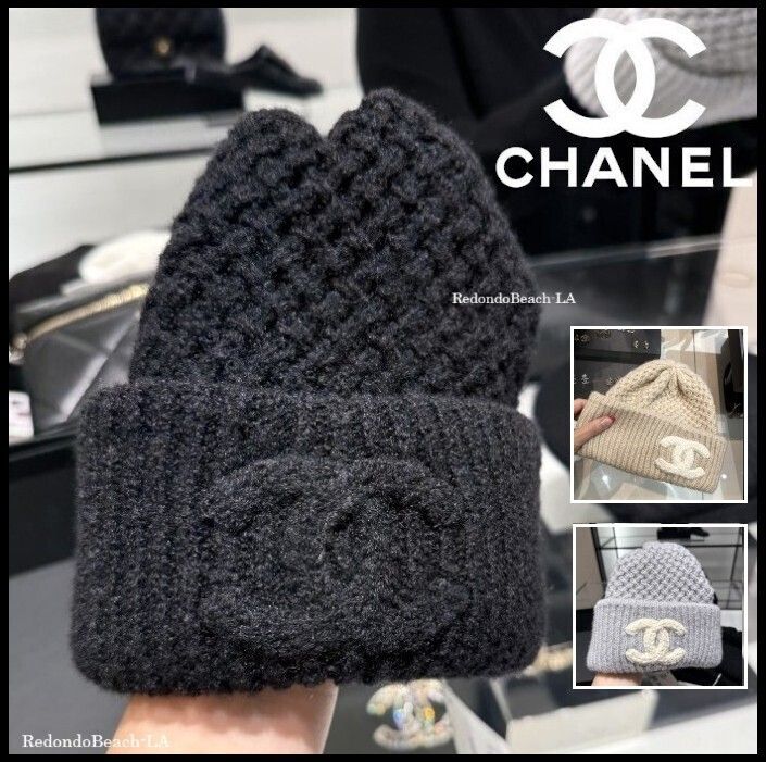 ぷうさん専用CHANEL ブラック ニット帽 CHANEL ブラック ニット帽