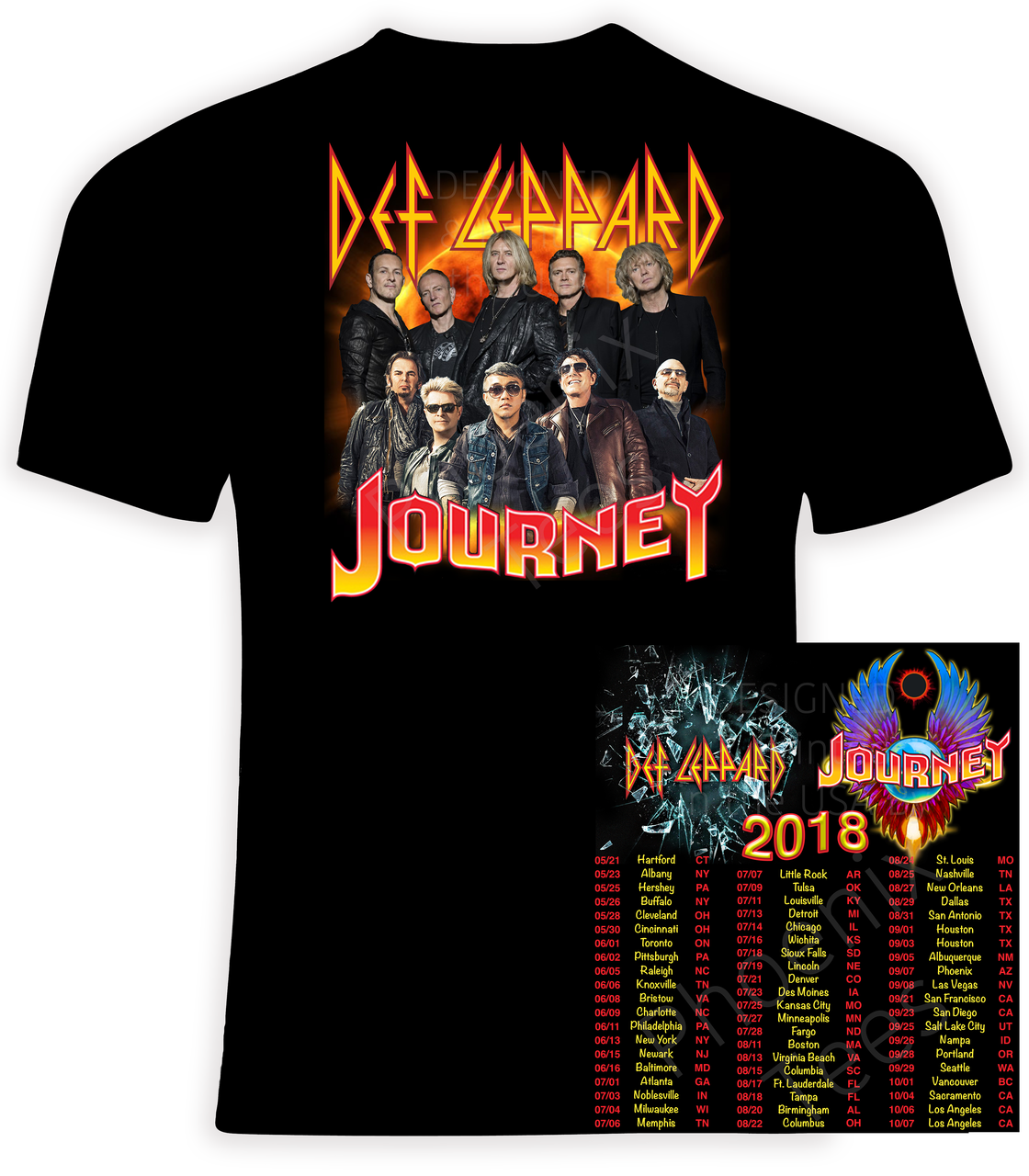 フェイド感Journey Def Leppard 2018 ツアーTシャツ フェイド感Journey