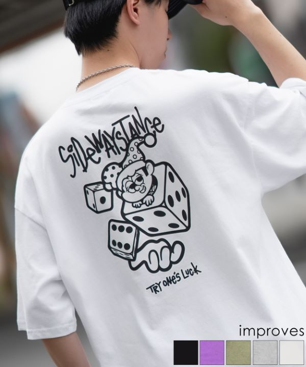 SIDEWAYSTANCE】半袖ダイスプリントTシャツ