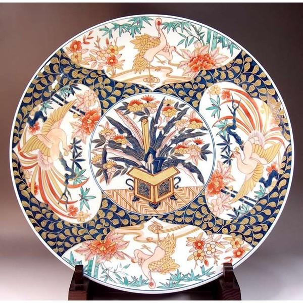有田焼 。37cmの和風模様の色絵大皿 有田焼 。37cmの和風模様の色絵大皿