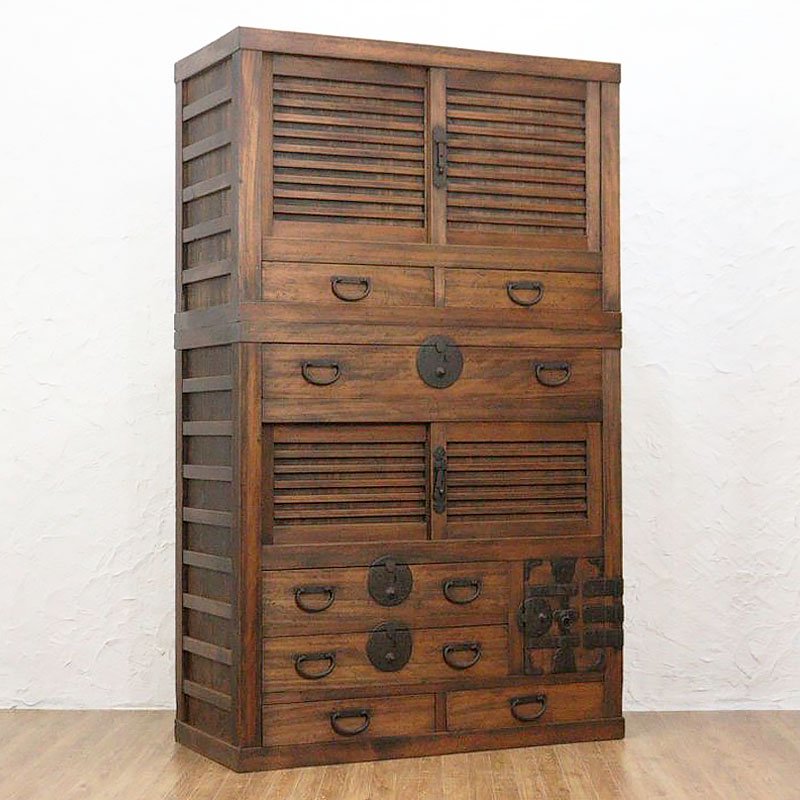 時代庄内箪笥 扉付き 時代家具 時代箪笥 収納タンス 古家具 古民家 時代