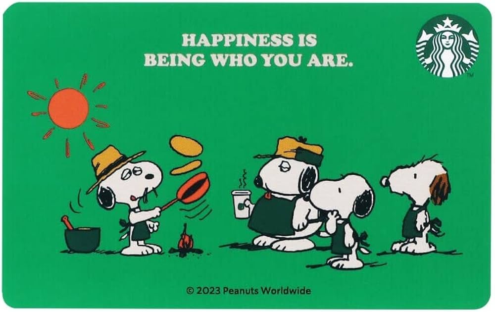 スタバカード スヌーピーコラボ イエロー メッセージカード PIN未削り