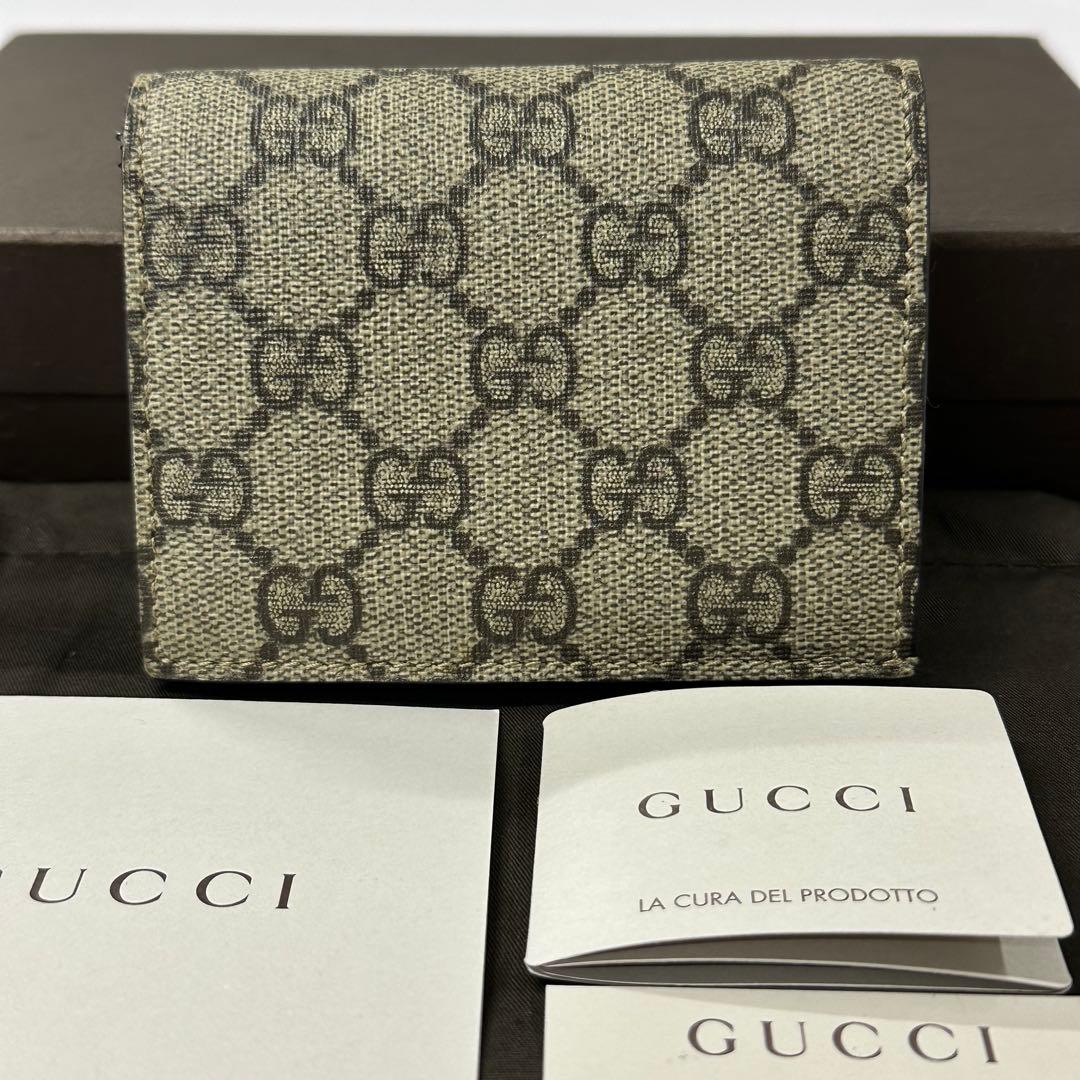 新品同様‼️ 現行　グッチ　GUCCI 財布　折り財布　GGスプリーム　コンパクト GUCCI（グッチ） 三つ折り財布 コンパクト GGスプリーム ブラック 黒