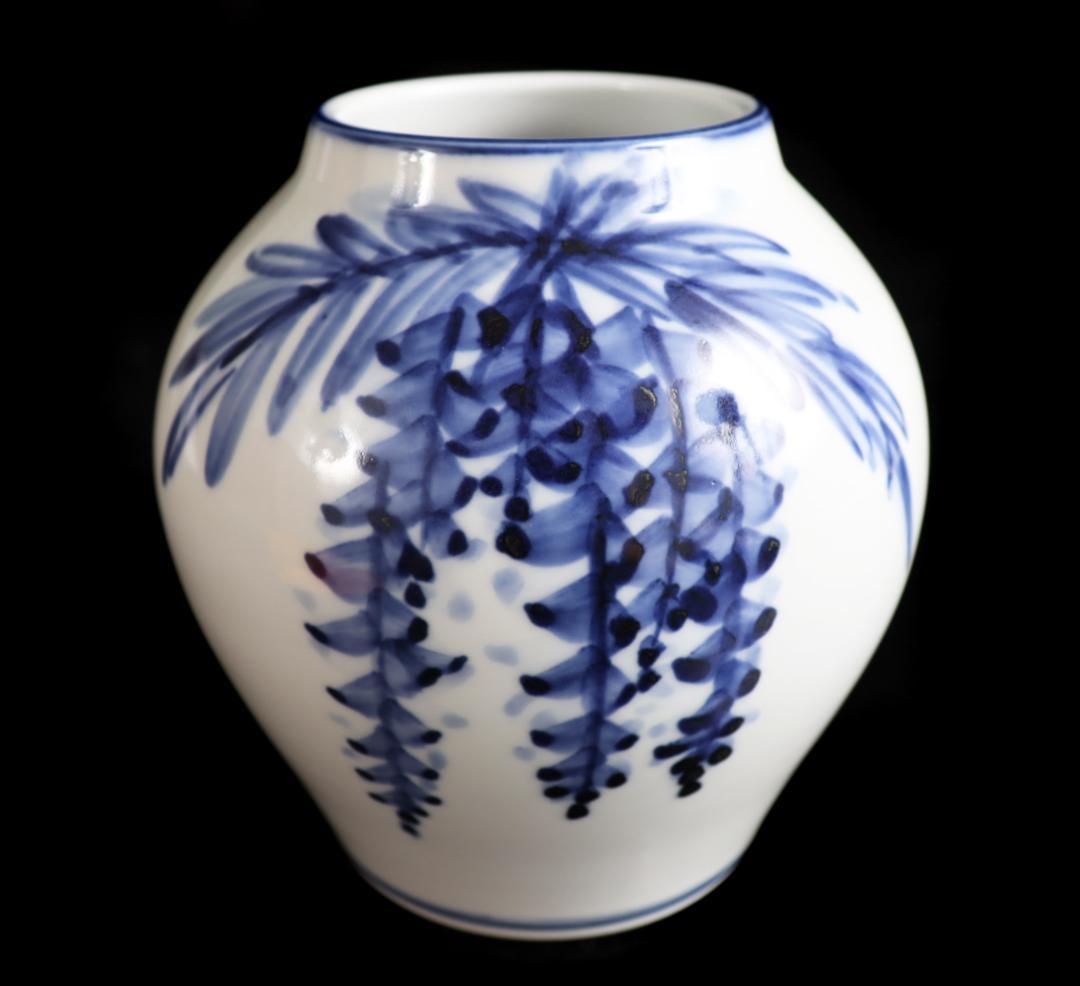 人間国宝 近藤悠三の次男 近藤潤 藤絵壷 花入れ 花生 共