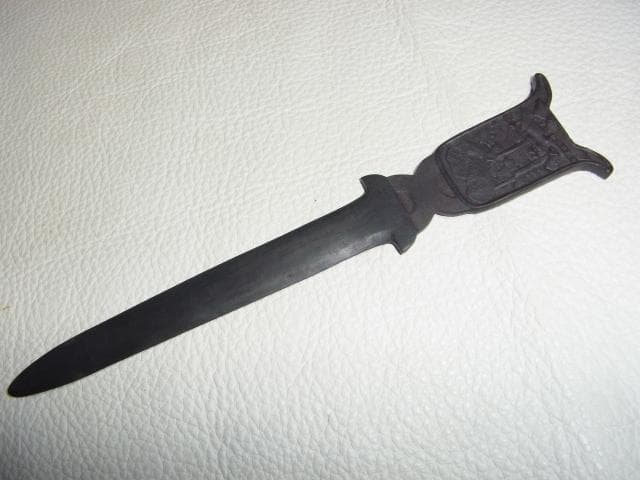 未使用 非売品 明治43年◇日光電気精銅所 銅製ペーパーナイフ 華厳