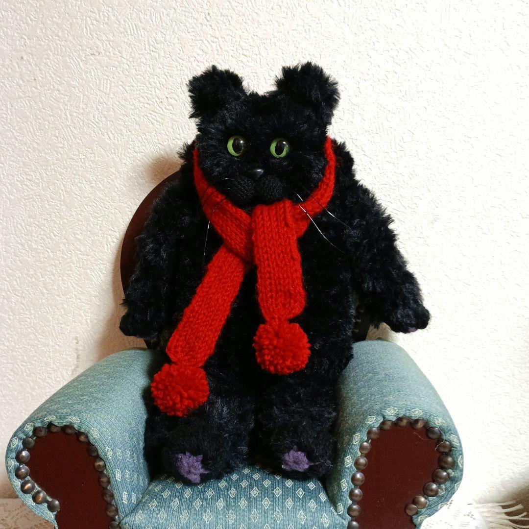 ポシェット　黒猫　スマホポーチ　あみぐるみ ぬいぐるみみたいな 黒猫さん巾着ポシェット スマホポシェット ミニ