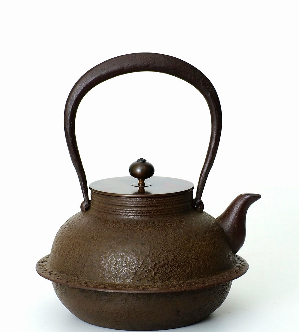 ▽②143 鉄瓶 班紫銅蓋 煎茶道具